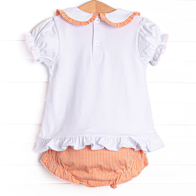 Little Ghosts Applique Ruffle Diaper Set, Orange