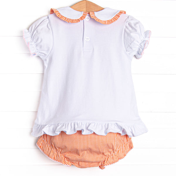 Little Ghosts Applique Ruffle Diaper Set, Orange