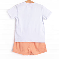 Little Ghosts Applique Short Set, Orange