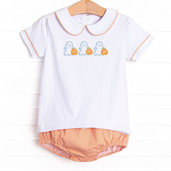 Little Ghosts Applique Diaper Set, Orange