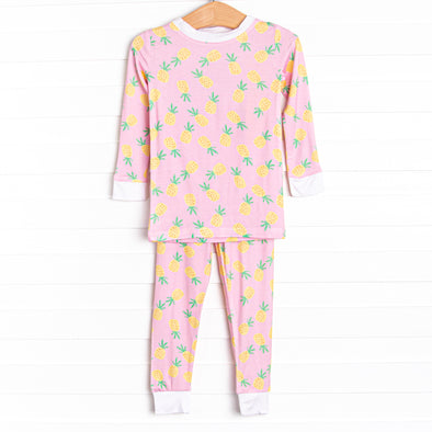 Pretty in Pineapples Bamboo Pajama Set, Pink