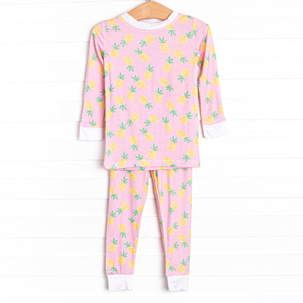 Pretty in Pineapples Bamboo Pajama Set, Pink