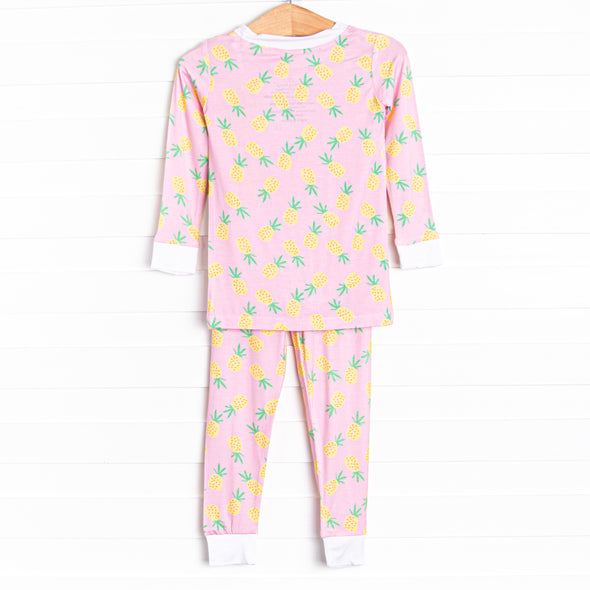 Pretty in Pineapples Bamboo Pajama Set, Pink