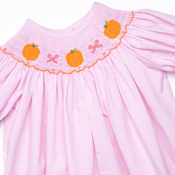 Polly Pumpkin Smocked Bishop Dress, Pink