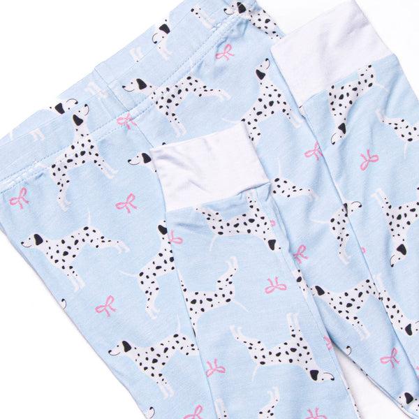 Dalmatian Daydream Bamboo Girl Pajama Set, Blue