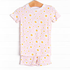 Dotted with Daisies Bamboo Pajama Short Set, Pink