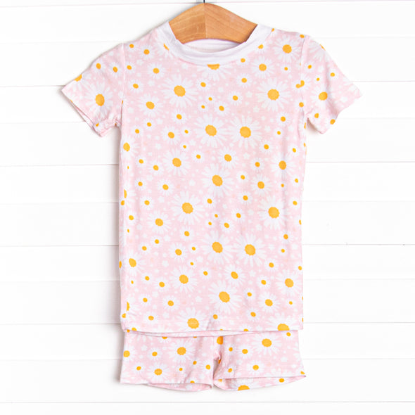 Dotted with Daisies Bamboo Pajama Short Set, Pink