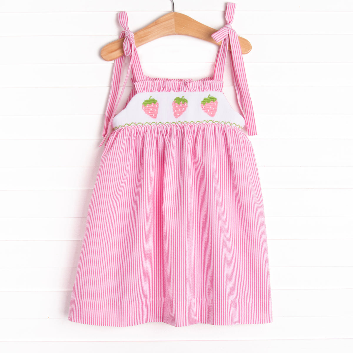 strawberry smocked dress Girl's Seersucker in Pink size 10 Girls Strawberry Seersucker Smocked Size:W:30in x D:20in x H:50in Azalea Off Shoulder Maxi pride and prejudice