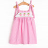 Strawberry Seersucker Smocked Dress, Pink