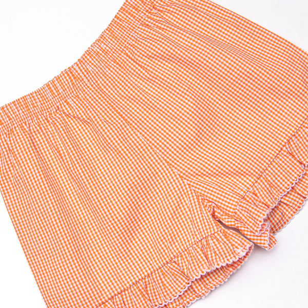 Little Ghosts Applique Ruffle Short Set, Orange