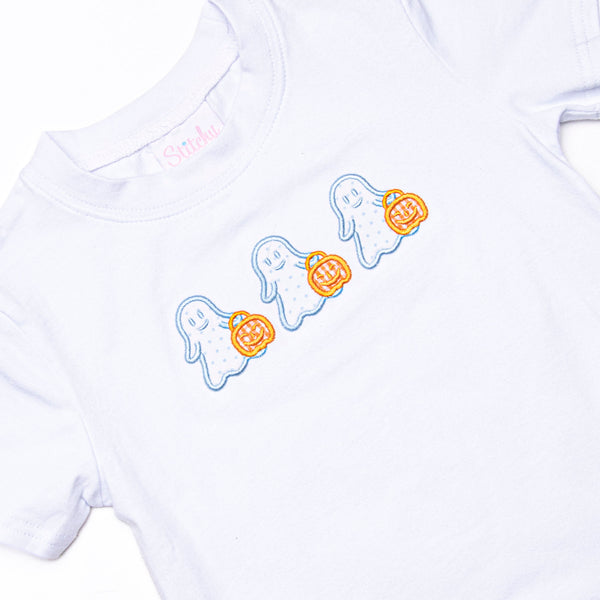 Little Ghosts Applique Short Set, Orange
