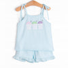 Friday Freeze Applique Ruffle Short Set, Blue