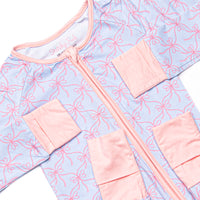 Bluebell Bows Bamboo Zippy Pajama, Blue