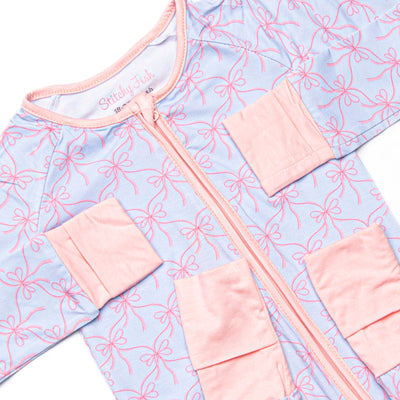 Bluebell Bows Bamboo Zippy Pajama, Blue