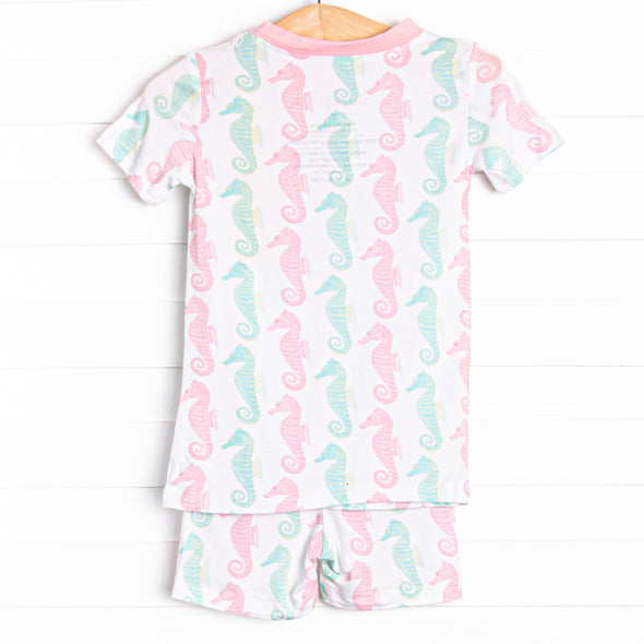 Seahorsin' Around Bamboo Pajama Short Set, Pink