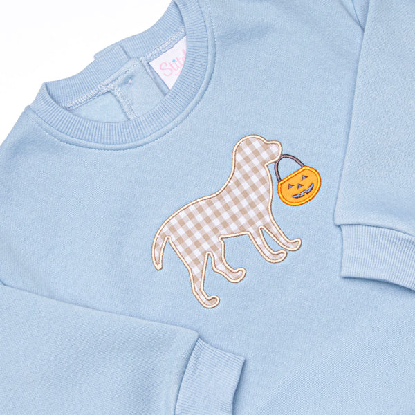 Halloween Puppy Applique Bubble, Blue
