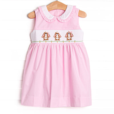 Long-eared Lops Smocked Dress, Pink