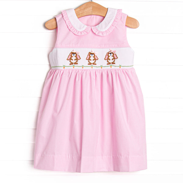 Long-eared Lops Smocked Dress, Pink