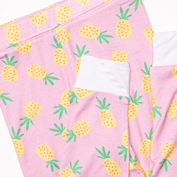 Pretty in Pineapples Bamboo Pajama Set, Pink