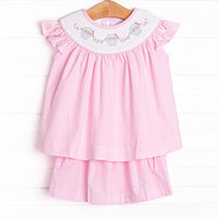 Basket of Blessings Smocked Skirt Set, Pink