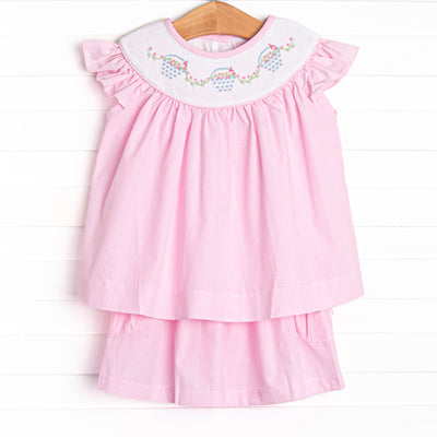 Basket of Blessings Smocked Skirt Set, Pink