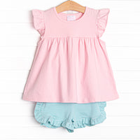 Calla Short Set, Light Pink and Mint Stripe