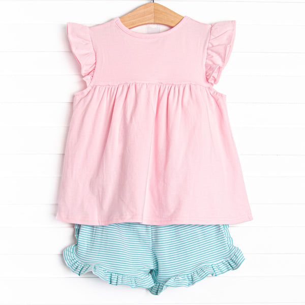 Calla Short Set, Light Pink and Mint Stripe
