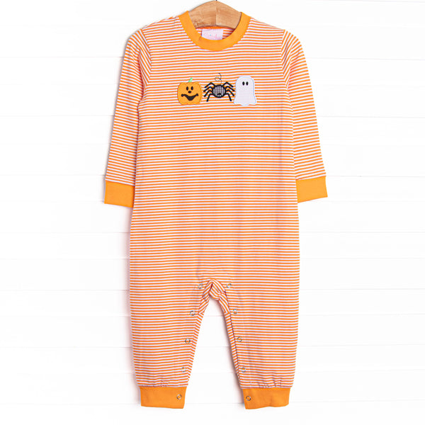 Spooks and Spiders Applique Romper, Orange