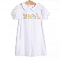 Animals on Parade Applique Dress, White