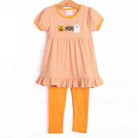 Spooks and Spiders Applique Legging Set, Orange