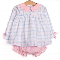 Paloma Plaid Diaper Set, Blue
