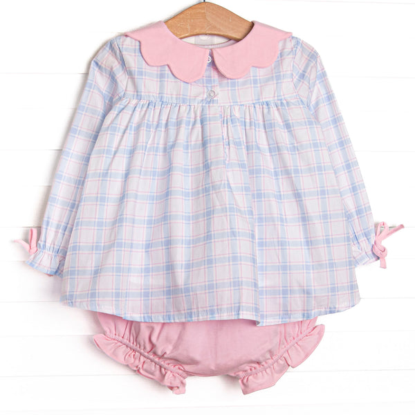 Paloma Plaid Diaper Set, Blue