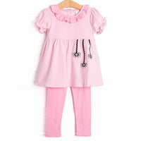 Ric Rac-nophobia Applique Legging Set, Pink