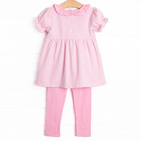 Ric Rac-nophobia Applique Legging Set, Pink
