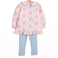 Wrapped in Roses Embroidered Legging Set, Pink
