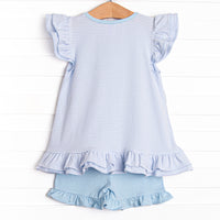 Piper Pumpkin Applique Ruffle Short Set, Blue