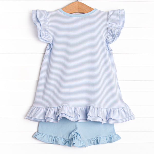 Piper Pumpkin Applique Ruffle Short Set, Blue