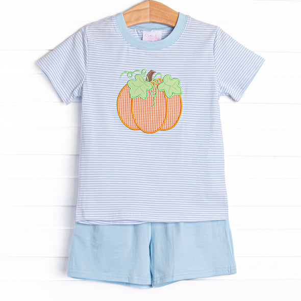 Peter Pumpkin Applique Short Set, Blue