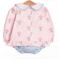 Wrapped in Roses Embroidered Diaper Set, Pink