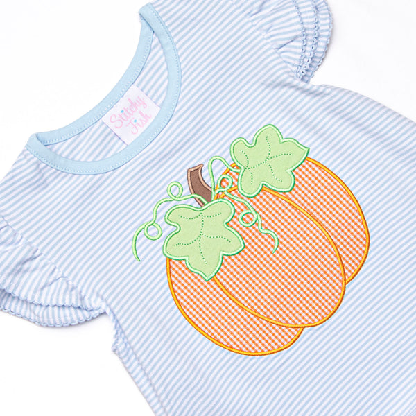 Piper Pumpkin Applique Ruffle Short Set, Blue