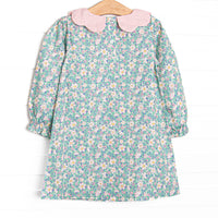 Gardenia Garden Long Sleeve Dress, Green