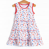 Flowers and Flags Dress, Red