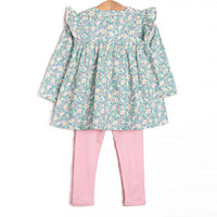 Gardenia Garden Scalloped Bib Legging Set, Green