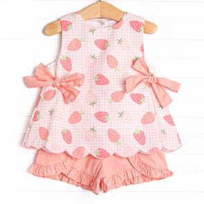 Pineberry Picnic Ruffle Short Set, Pink