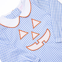 Cozy Carving Applique Legging Set, Blue Gingham