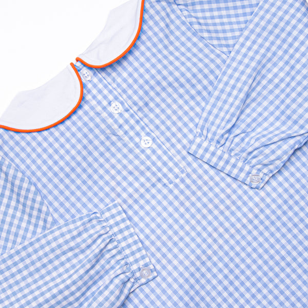Cozy Carving Applique Legging Set, Blue Gingham