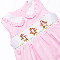 Long-eared Lops Smocked Dress, Pink