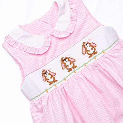 Long-eared Lops Smocked Dress, Pink