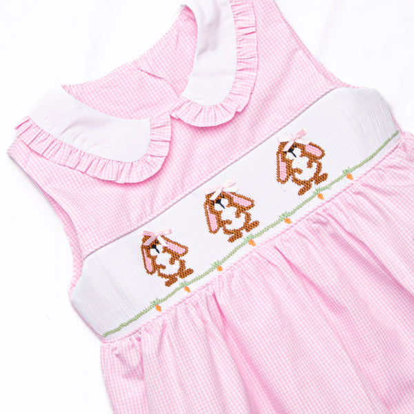 Long-eared Lops Smocked Dress, Pink