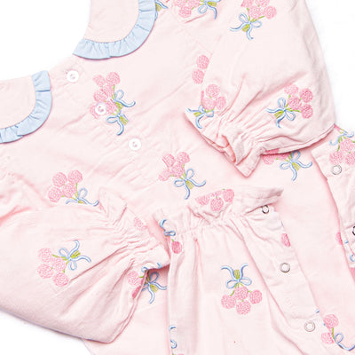 Wrapped in Roses Embroidered Romper, Pink